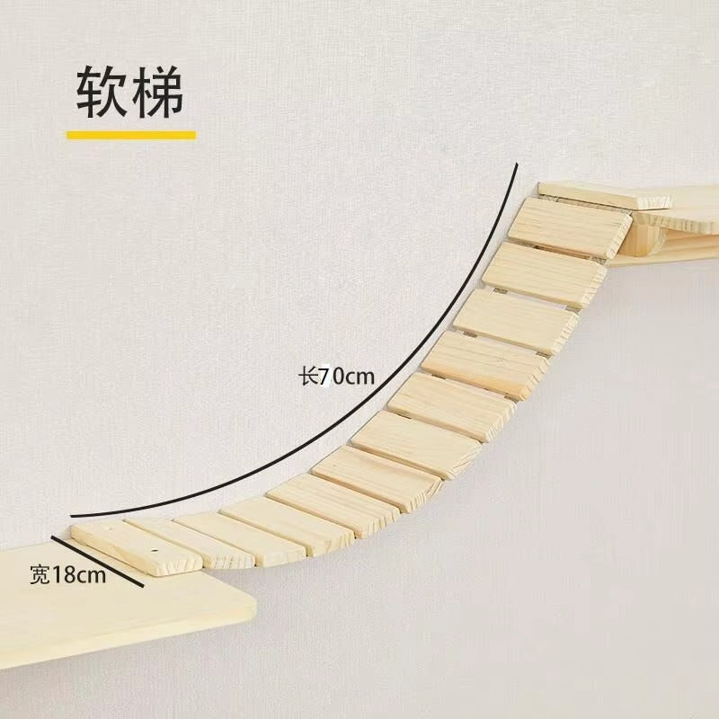 Solid Wood Cat Climbing Frame DIY Wall-Mounted Diving Board Cat Nest All-in-One No Hole Punching