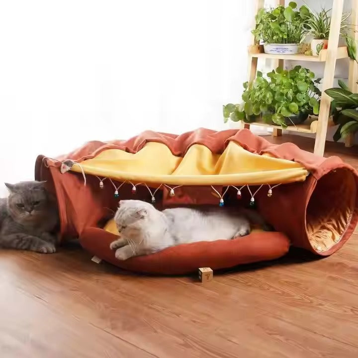 Custom Wholesale Foldable Cat Accessories Soft Plush Nest Indoor Pet Supplies Interactive Play Toy Felt CatTunnel Tubes Bed
