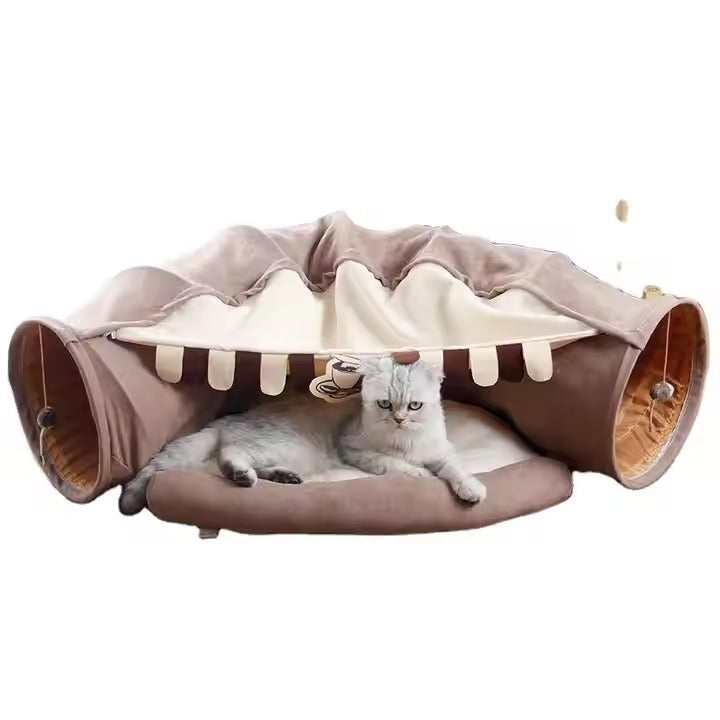 Custom Wholesale Foldable Cat Accessories Soft Plush Nest Indoor Pet Supplies Interactive Play Toy Felt CatTunnel Tubes Bed