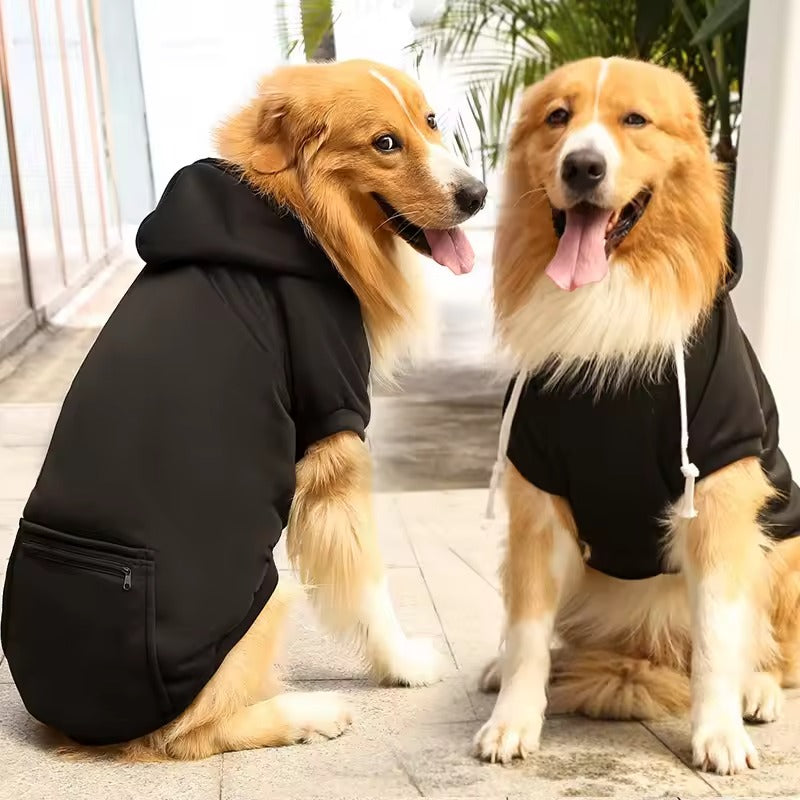 Large Plain Dog Hoodie Pet Clothes Sweaters With Zippered Pocket Cute Fashion Soft Fleece Sweater Dog Coat With Big Pocket