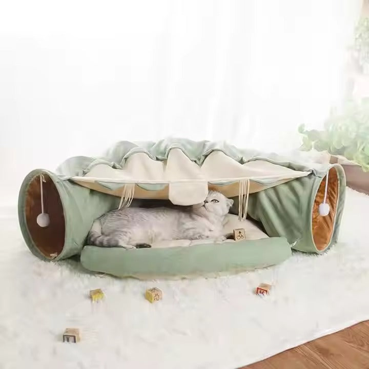 Custom Wholesale Foldable Cat Accessories Soft Plush Nest Indoor Pet Supplies Interactive Play Toy Felt CatTunnel Tubes Bed