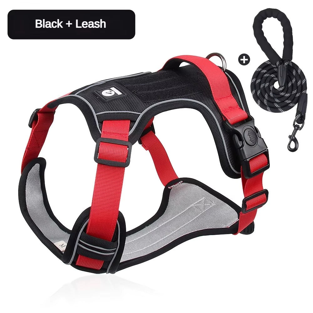 Nylon Dog Leash Vest with Reflective Chest Strap Large Dog Pet Harness with Hand-Holding Rope Explosion-Proof for Big Dogs