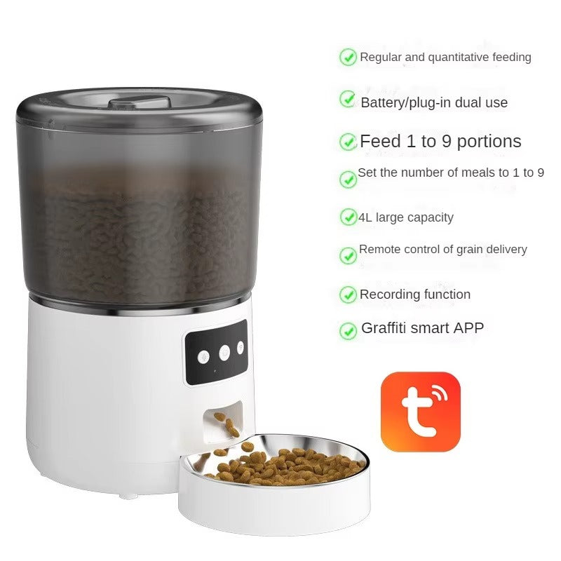 Automatic 4L Stainless Steel Pet Feeder WiFi Smart Cat Dog Supplies Graffiti App Timing Quantitative Remote Control Smart