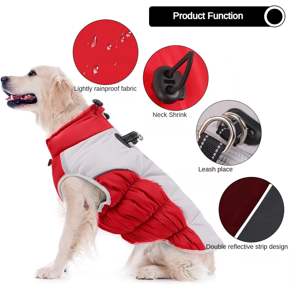 Luxury Cotton-Padded Winter Dog Clothes Cross-Border Pet Jacket for Medium to Large Dogs Outdoor Warm-Keeping Shell for Pups