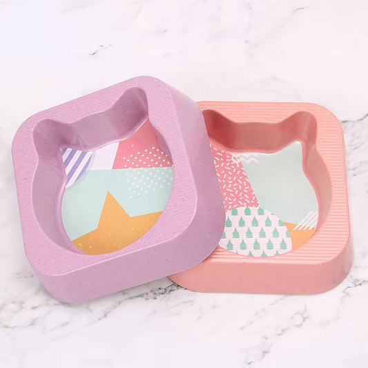 Bamboo Fiber Cartoon Pet Bowl - Dual-Purpose Water & Food Basin
