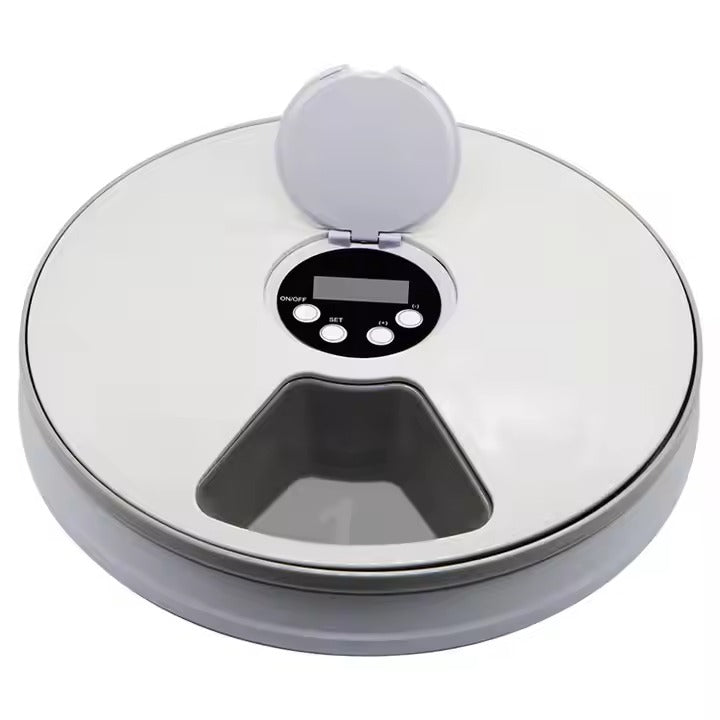 Intelligent Timed Quantity 6 Meals 6 Grills Cat and Dog Automatic Dry Food Machine 24 Hours Food Round Pet Feeder