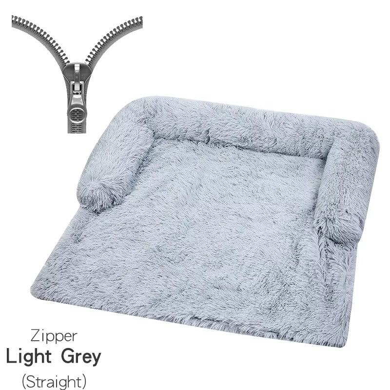 Dog Bed Winter Warm Fur Cat Tunnel Bed Nest Blanket Washable Pet Bed With Zipper Non Slipper Bottom