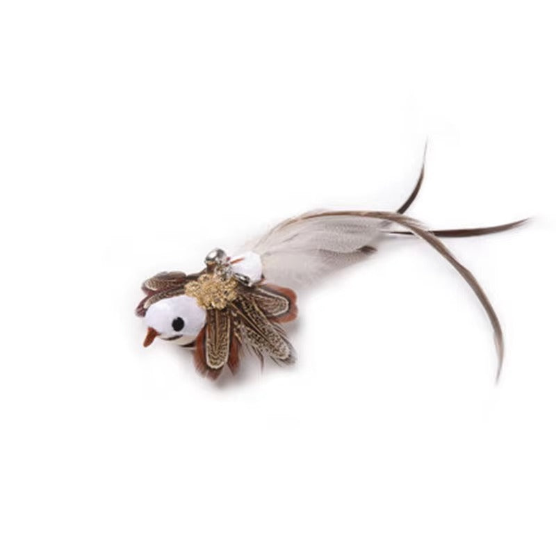 Self-play Bite-Resistant Steel Wire Suction Cup Cat Teaser Toy With Feather and Bell Feather Cat Toy