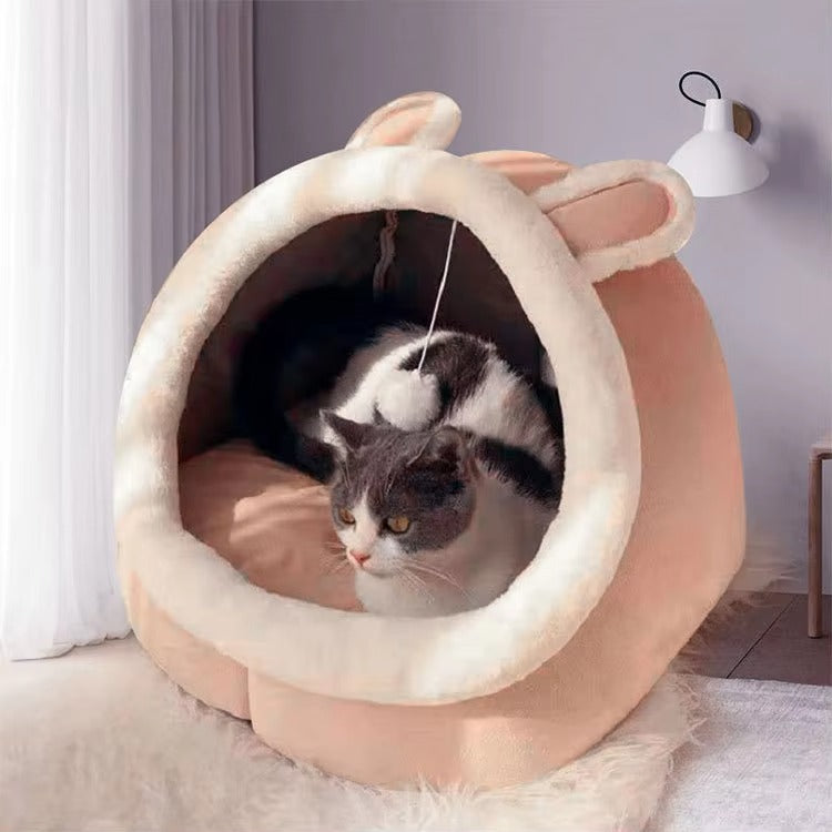 Cat Cute Nest Pet Supplies Different Size Colorful Winter Warm Enclosed Cat Bed