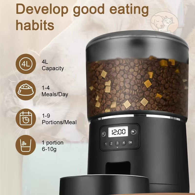 Automatic 4L Stainless Steel Pet Feeder WiFi Smart Cat Dog Supplies Graffiti App Timing Quantitative Remote Control Smart