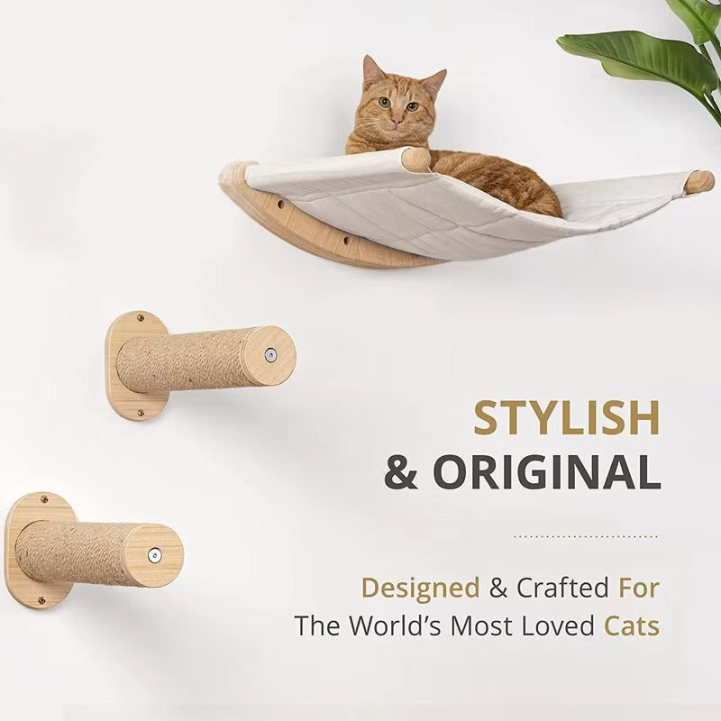 Solid Wood Wall Cat Climbing Frame Capsule Summer Integrated Springboard Ladder Cat Accessories Board Toy