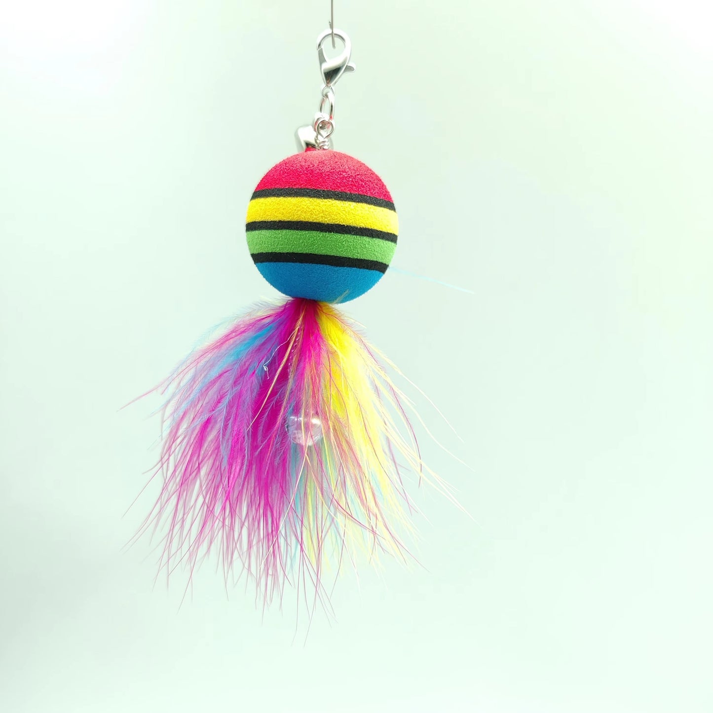 Funny Rainbow Ball Feather Bell Funny Cat Toy Replacement Head Cat Toy Ball