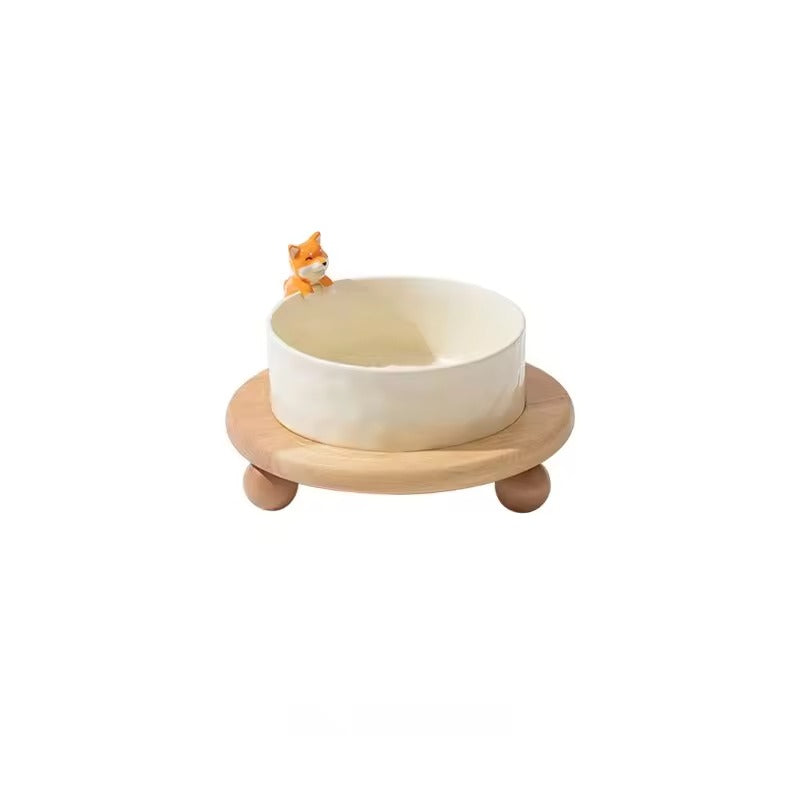 Wholesale Hand-Painted Cat Dog Double Bowl High Foot Anti-Tumble Neck Protection Rounded Shape Durable Feature Food Usage Box
