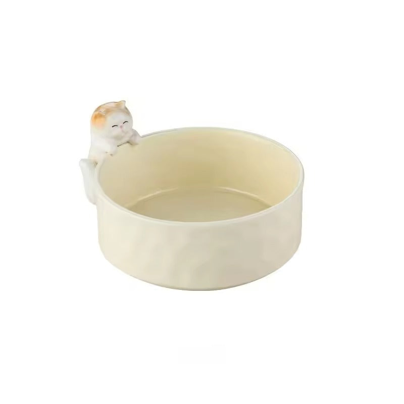 Wholesale Hand-Painted Cat Dog Double Bowl High Foot Anti-Tumble Neck Protection Rounded Shape Durable Feature Food Usage Box