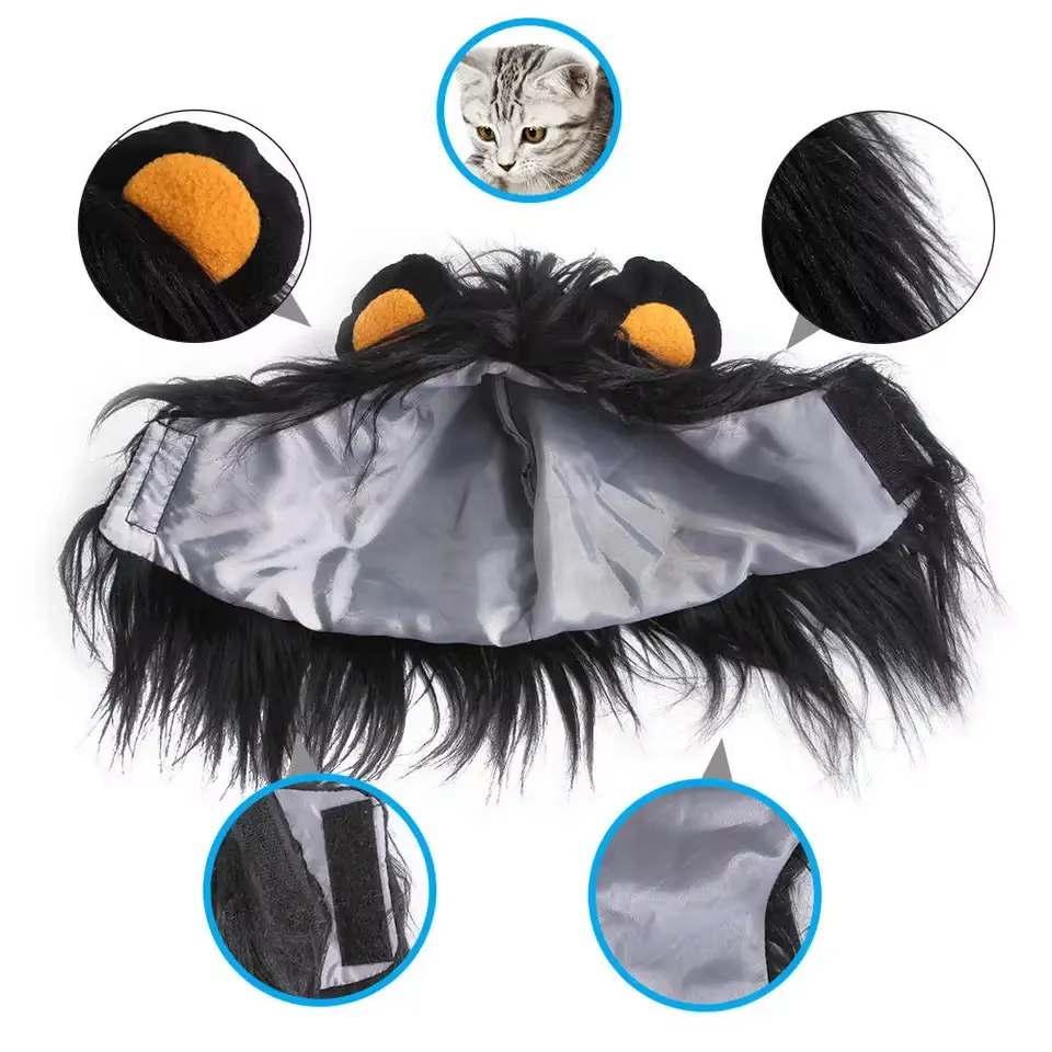 Hot Cute Lovely Cat Long Hair Party Headgear Cosplay Accessories Halloween lion Mane Wig Fancy Costume Ear Cartoon Pet Hat