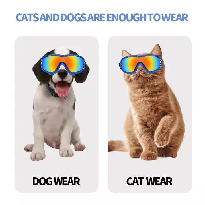 Adjustable Strap Dog Sunglasses - UV Protection Waterproof Goggles for Large Dogs - Foldable Pet Sunglasses