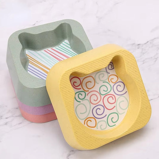 Bamboo Fiber Cartoon Pet Bowl - Dual-Purpose Water & Food Basin
