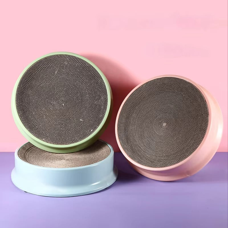 Compass Round Replaceable Corrugated Paper Scratch Resistant Plastic Cat Litter Combination Pet Scratch Board