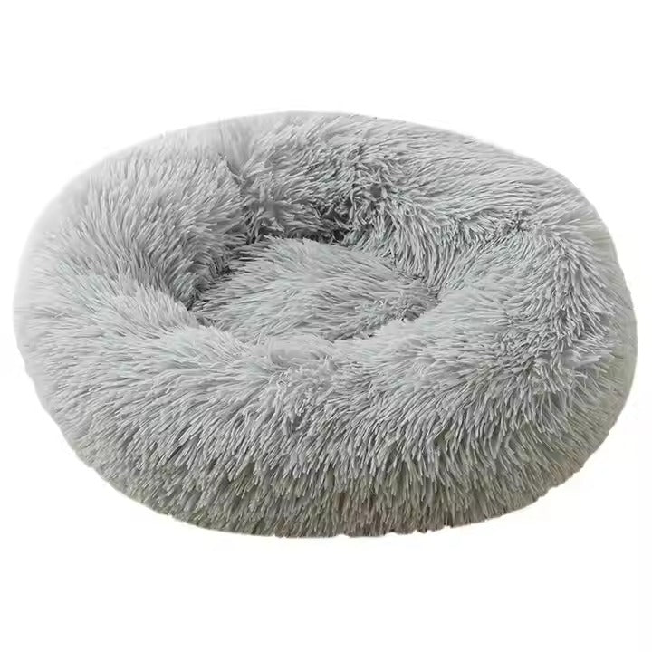 Wholesale Manufacturer Soft Luxury Plush pink Grey White Pet Cushion Round Cat Dog Bed
