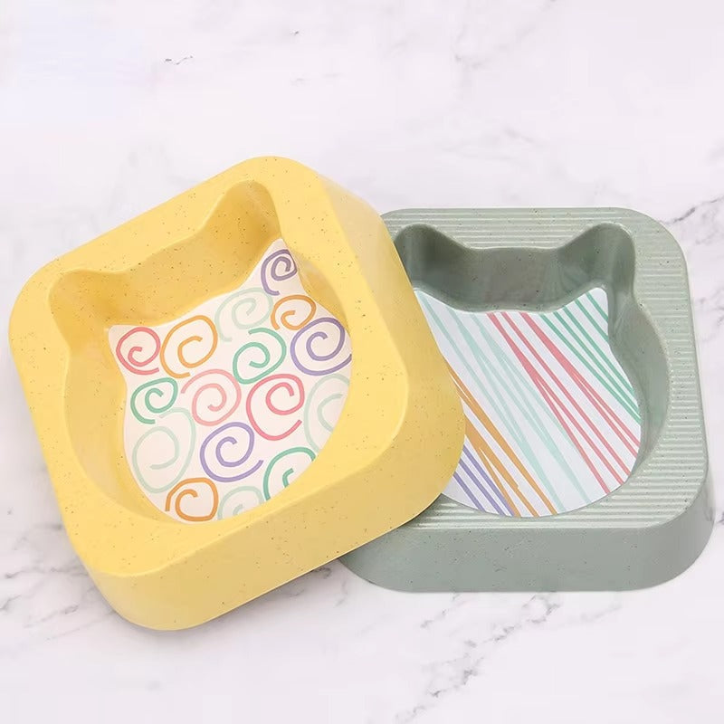 Bamboo Fiber Cartoon Pet Bowl - Dual-Purpose Water & Food Basin