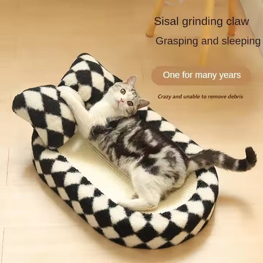 Sisal Cat Scratch Board with Nest Grinding Claw Wear-Resistant Sisal Basin Integrated Play & Sleep Non-Chip Cat Supplies Mat Pad