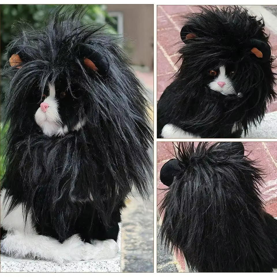 Hot Cute Lovely Cat Long Hair Party Headgear Cosplay Accessories Halloween lion Mane Wig Fancy Costume Ear Cartoon Pet Hat