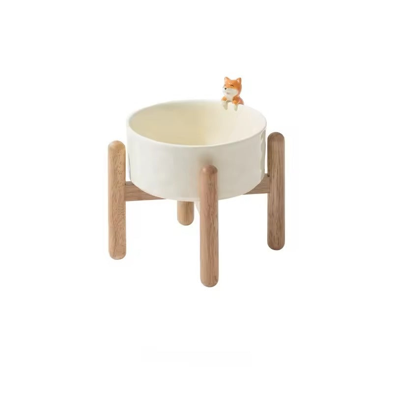 Wholesale Hand-Painted Cat Dog Double Bowl High Foot Anti-Tumble Neck Protection Rounded Shape Durable Feature Food Usage Box