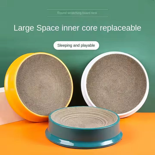 Compass Round Replaceable Corrugated Paper Scratch Resistant Plastic Cat Litter Combination Pet Scratch Board