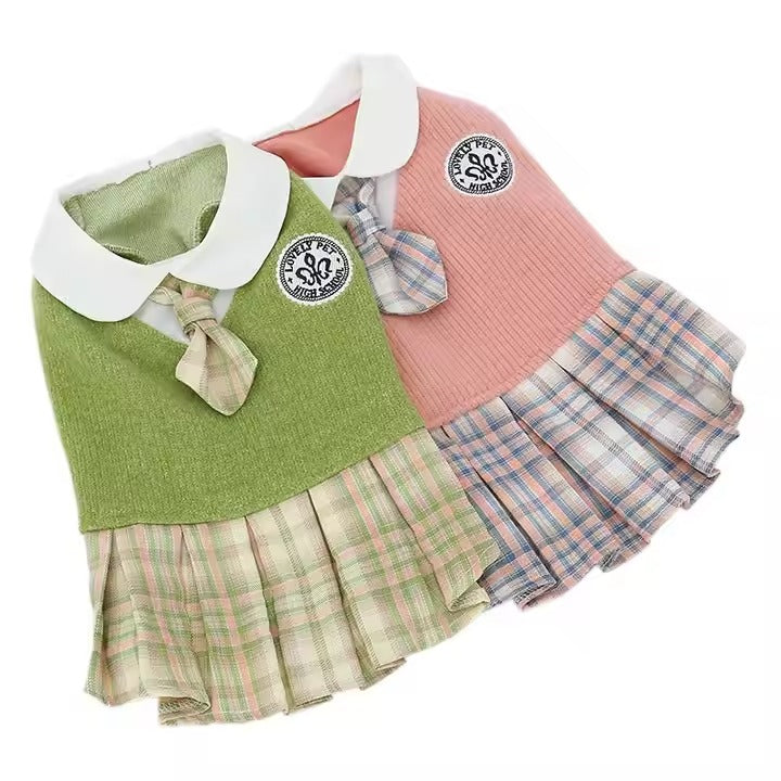Custom Wholesale Knit JK Dress for Pet Teddy Schnauzer - Spring Autumn Comfortable Dog Cat Accessories Princess Dress