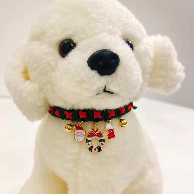 Cute Christmas Cat Scarf Pet Collar with Bell Ornaments Bow Tie Holiday Decorations Pet Supplies for Cats and Dogs