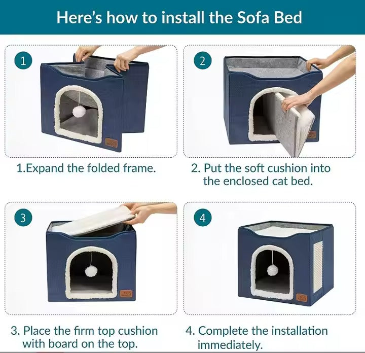Shengfeng Large Detachable and Washable Double-layer Dog Kennel for All Seasons and Foldable Cat Bed
