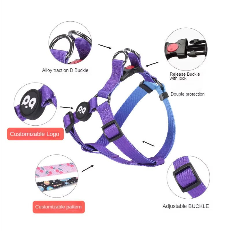 Hot Selling Wholesale Velvet Harness Vest Luxury Dog Leash and Harness Pet Dog Collar